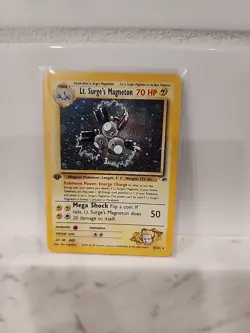 1st Edition HOLO Lt. Surge’s Magneton w/ SWIRL, Pokemon Gym Heroes, MT, 8/132 - Image 1