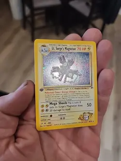 1st Edition HOLO Lt. Surge’s Magneton w/ SWIRL, Pokemon Gym Heroes, MT, 8/132 - Image 3