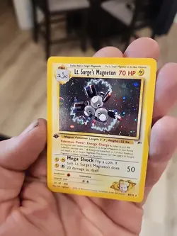 1st Edition HOLO Lt. Surge’s Magneton w/ SWIRL, Pokemon Gym Heroes, MT, 8/132 - Image 4