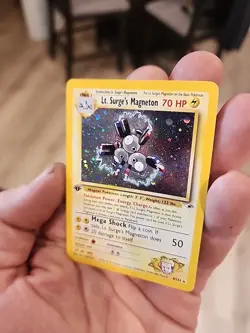1st Edition HOLO Lt. Surge’s Magneton w/ SWIRL, Pokemon Gym Heroes, MT, 8/132 - Image 5