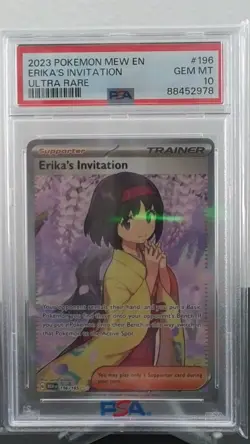 2023 POKEMON MEW EN-151 ULTRA RARE #196 ERIKA'S INVITATION PSA 10 - Image 1