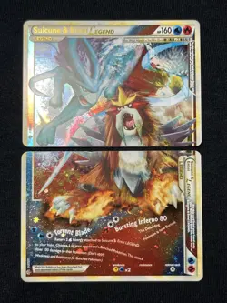 Suicune & Entei Legend Two Pokemon Cards (94/95 AND 95/95) Unleashed Set Holo - Image 1