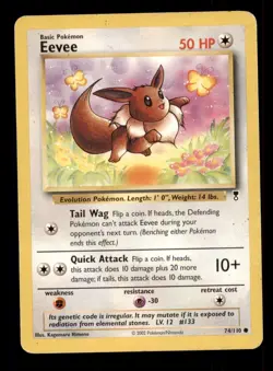 2X Pokemon Card WOTC Eevee Legendary Collection 74/110 MODERATELY PLAYED Common! - Image 1