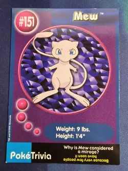 1999 Burger King PokeTrivia Trading Card - Mew #151 -LP- - Image 1