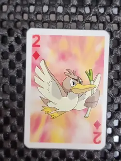 Farfetch'd Pokemon 1999 Mini Deck Playing Cards 2.5x1.75in Two Of Diamonds Red - Image 1