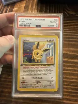 PSA 8 EEVEE #38 2001 Neo Discovery Pokemon First Edition Non Holo Card - Image 1