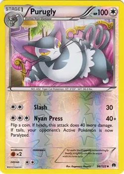 Pokemon XY Breakpoint Purugly Reverse Holo 94/122 - Image 1