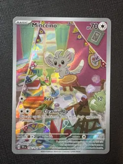 Minccino Holo Pokemon TCG Temporal Forces 182/162 IR Illustration NM Condition - Image 1