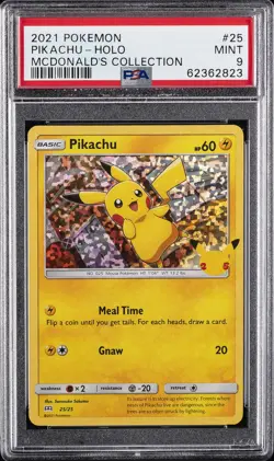 2021 POKEMON MCDONALD'S COLL #25 PIKACHU-HOLO PSA 9 - Image 1
