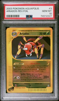2003 POKEMON AQUAPOLIS #3 ARIADOS-REVERSE FOIL PSA 10 - Image 1