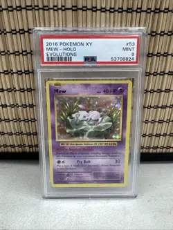 2016 Pokemon XY Evolutions 53/108 Mew Holo PSA 9 Mint Holo Bleed - Image 1