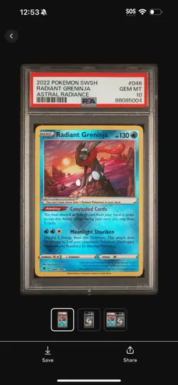 PSA 10 Radiant Greninja 2022 Pokemon Sword & Shield Astral Radiance #46 - Image 1