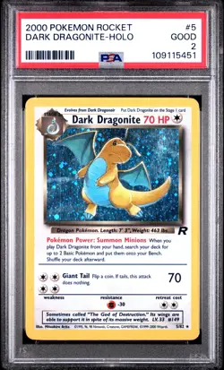 2000 POKEMON ROCKET #5 DARK DRAGONITE-HOLO PSA 2 - Image 1
