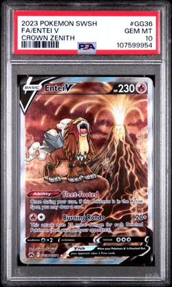 2023 POKEMON SWORD & SHIELD CROWN ZENITH #GG36 FULL ART/ENTEI V PSA 10 - Image 1