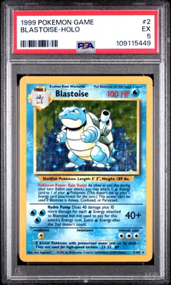 1999 POKEMON BASE SET UNLIMITED #2 BLASTOISE-HOLO PSA 5 - Image 1