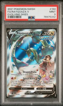 PSA 9 Rayquaza V #194 Alternate Full Art 2021 Pokemon SwSh Evolving Skies MINT - Image 3