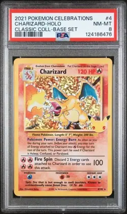 2021 Pokemon Celebrations Charizard #4/102 Classic Collection Holographic PSA 8 - Image 1