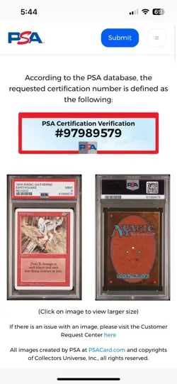 EARTHQUAKE Revised Edition 1994 Magic The Gathering (MTG) PSA 9 TCG 🔥Rare🔥 - Image 3