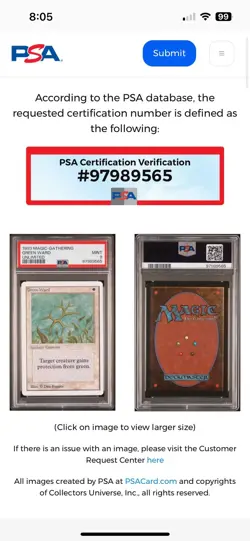 GREEN WARD Unlimited Edition 1993 Magic the Gathering MTG Uncommon🔥PSA 9 MINT🔥 - Image 3