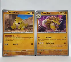 2023 Pokemon Scarlet and Violet 151 Cards 027 Sandshrew and 028 Sandslash - Image 1