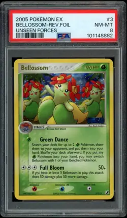 Pokemon Bellossom EX Unseen Forces Reverse Holo Rare #3 PSA 8 - Image 1