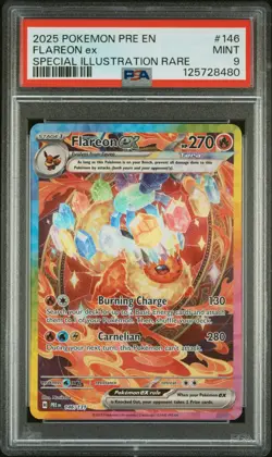 2025 POKEMON PRE EN-PRISMATIC EVOLUTIONS #146 FLAREON EX PSA 9 - Image 1