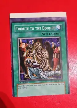 misprint miscut Tribute to the Doomed SD3-EN020 1st Edition white strip yugioh - Image 1