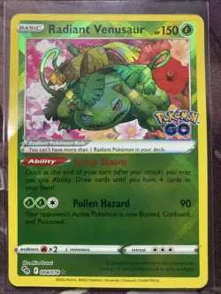 Pokemon TCG Radiant Venusaur Holo Card Pokemon Go 004/078 - Image 1