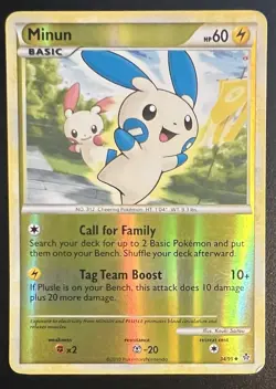 Pokemon TCG card Minun 34/95 Reverse Holo - Pokemon Unleashed - Image 1
