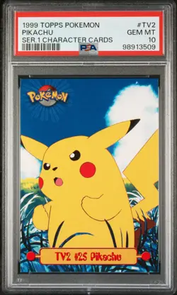 1999 TOPPS POKEMON SERIES 1 CHARACTER CARDS #TV2 PIKACHU PSA 10 - Image 1