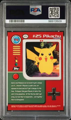 1999 TOPPS POKEMON SERIES 1 CHARACTER CARDS #TV2 PIKACHU PSA 10 - Image 2