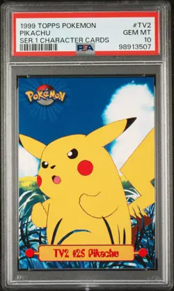 1999 TOPPS POKEMON SERIES 1 CHARACTER CARDS #TV2 PIKACHU PSA 10 - Image 1
