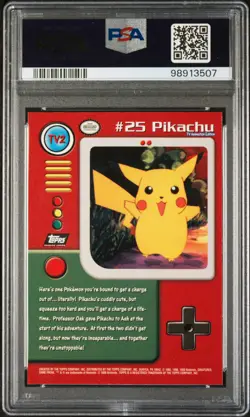 1999 TOPPS POKEMON SERIES 1 CHARACTER CARDS #TV2 PIKACHU PSA 10 - Image 2