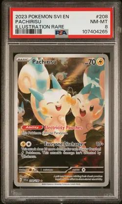 2023 POKEMON SVI EN-SCARLET & VIOLET ILLUSTRATION RARE #208 PACHIRISU PSA 8 - Image 1