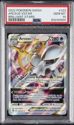 2022 POKEMON SWORD & SHIELD BRILLIANT STARS #123 ARCEUS VSTAR PSA 10 - Image 1