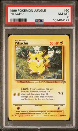 1999 POKEMON JUNGLE #60 PIKACHU PSA 8 - Image 1