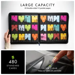 12 Pocket Trading Card Binder - 480 Cards, Exo-Tec Material, Side-Loading Pages - Image 3