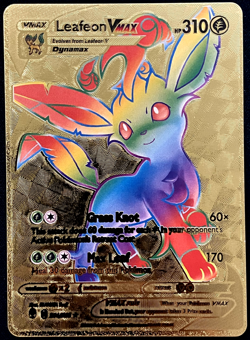 Leafeon Vmax Rainbow Gold Foil Textured Display Card - Image 1