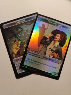 2x FOIL Human Citizen / Treasure Token - SPM MTG Eng NM M - 0004 / 0007 - Image 1