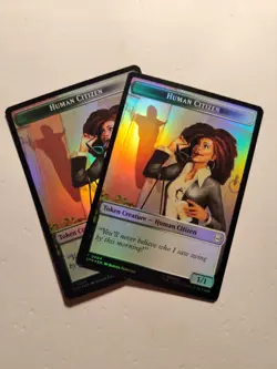 2x FOIL Human Citizen / Treasure Token - SPM MTG Eng NM M - 0004 / 0007 - Image 3