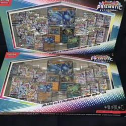 Pokemon Prismatic Evolutions Lucario ex & Tyranitar ex Box Bundle Scarlet Violet - Image 1