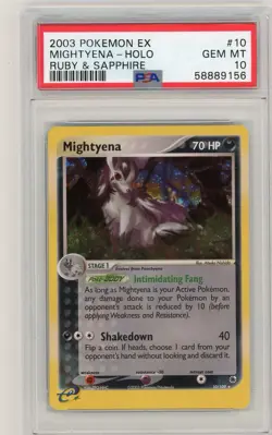 2003 Pokemon EX Ruby & Sapphire Mightyena Holo #10 PSA 10 Gem Mint - Image 1