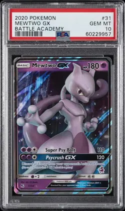 2020 POKEMON BATTLE ACADEMY #31 MEWTWO GX PSA 10 - Image 1