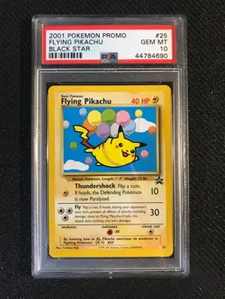 PSA 10 GEM MINT Flying Pikachu 25 WOTC Black Star Promo Pokemon Card - Image 1