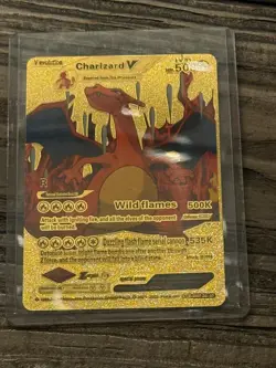 🔥Golden Pokemon Charizard V Evolution🔥 Good Condition. Card Case Included. - Image 1