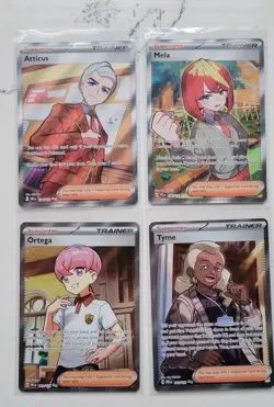 Pokemon Prismatic Evolutions Full Art Trainer Lot - Atticus Mela Ortega Tyme - Image 1