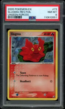Pokemon Slugma EX Unseen Forces Reverse Holo #73 PSA 8 NM-MT - Image 1
