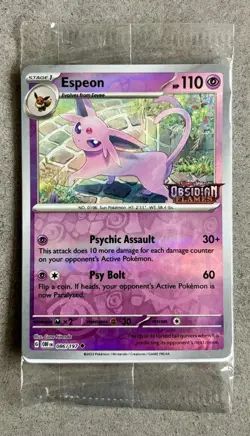 Pokemon Sealed Espeon 86 Obsidian Flames Best Buy Stamp Promo Rare New Low Pop - Image 1