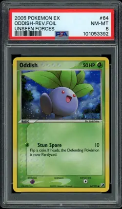 Pokemon Oddish EX Unseen Forces Reverse Holo #64 PSA 8 - Image 1
