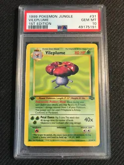 PSA 10 GEM MINT Vileplume 31 Jungle 1st Edition Pokemon Card - Image 1